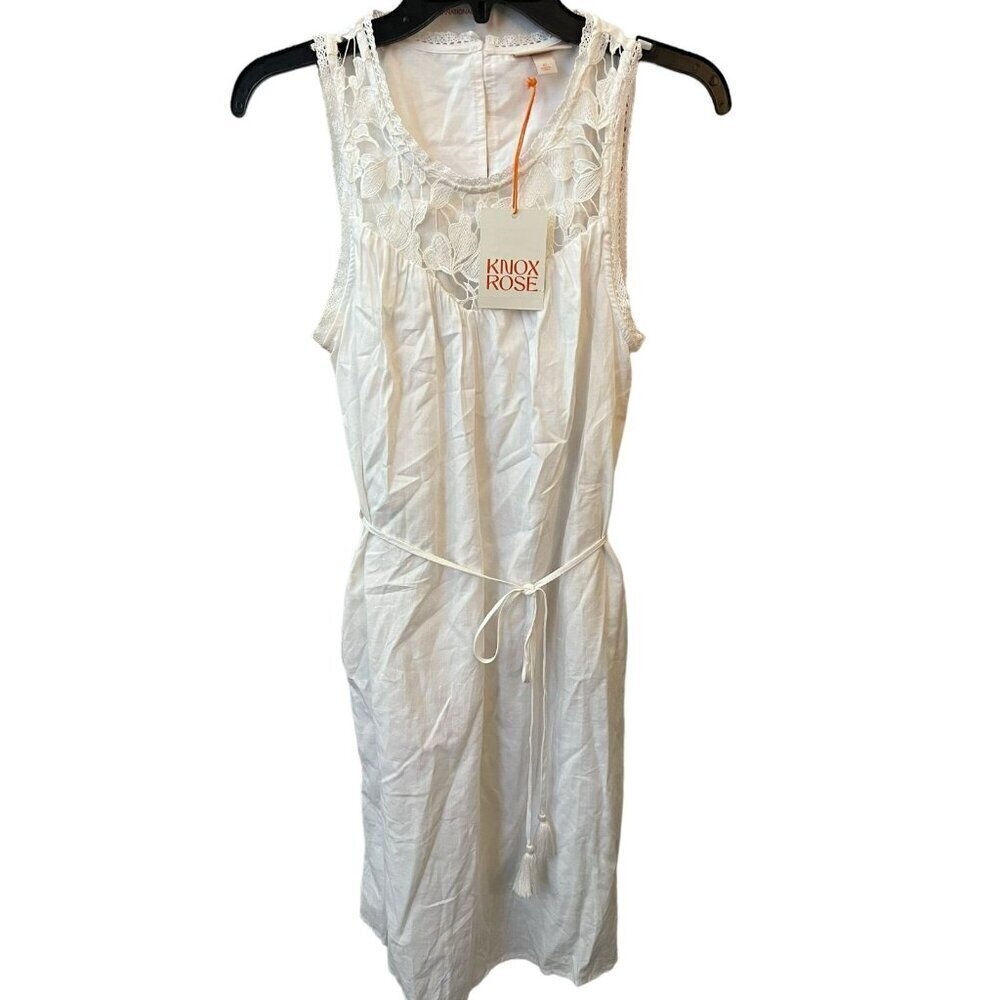 Women's Wide Strap Sleeveless A-Line Dress - Knox Rose White XS